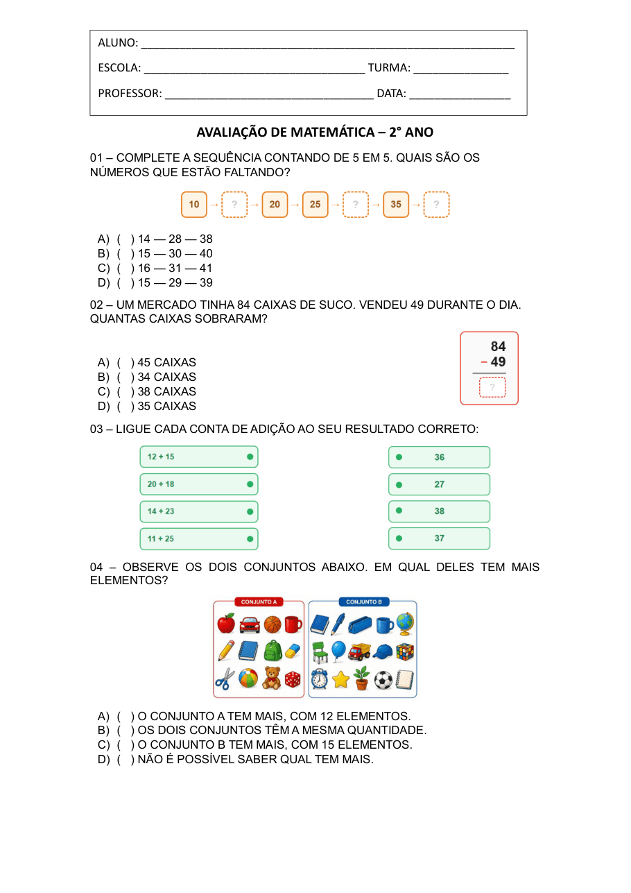 Amostra: Matemática · 2º ano